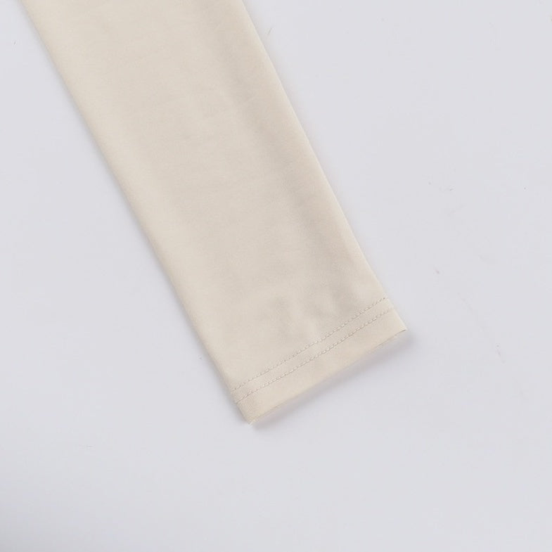 Beige Heart Statement Long Sleeves Top