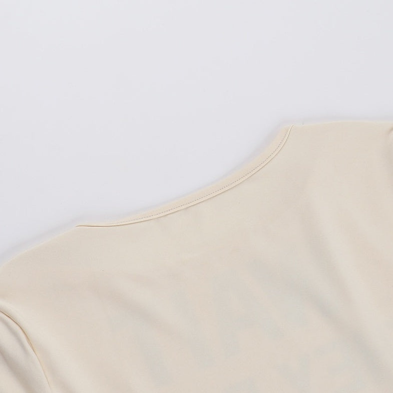 Beige Heart Statement Long Sleeves Top