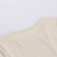 Beige Heart Statement Long Sleeves Top