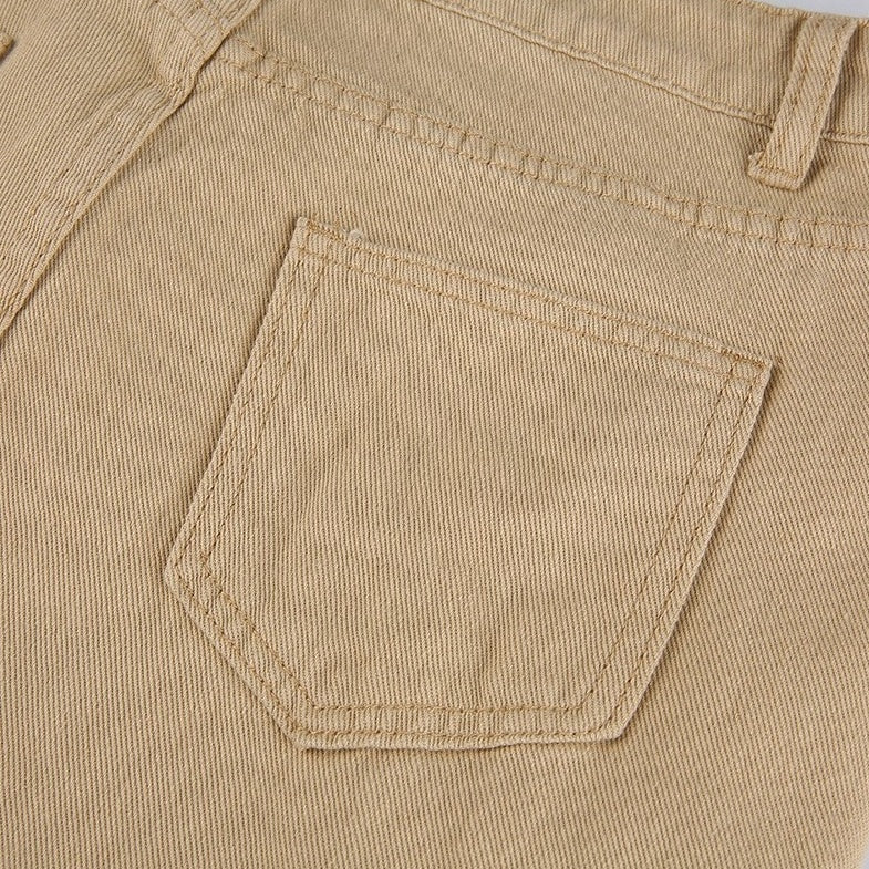 Beige High-Waist Casual Jeans