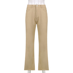 Beige High-Waist Casual Jeans