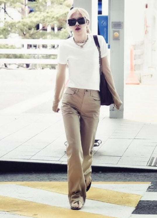 Beige High-Waist Casual Jeans