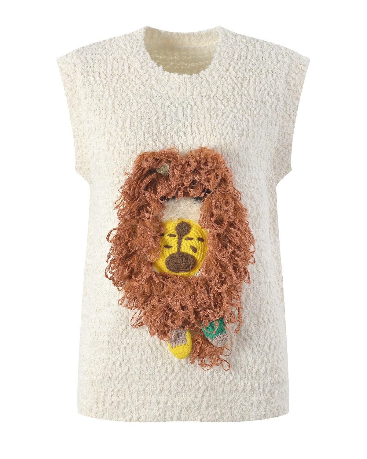 Beige Knitted Lion Vest