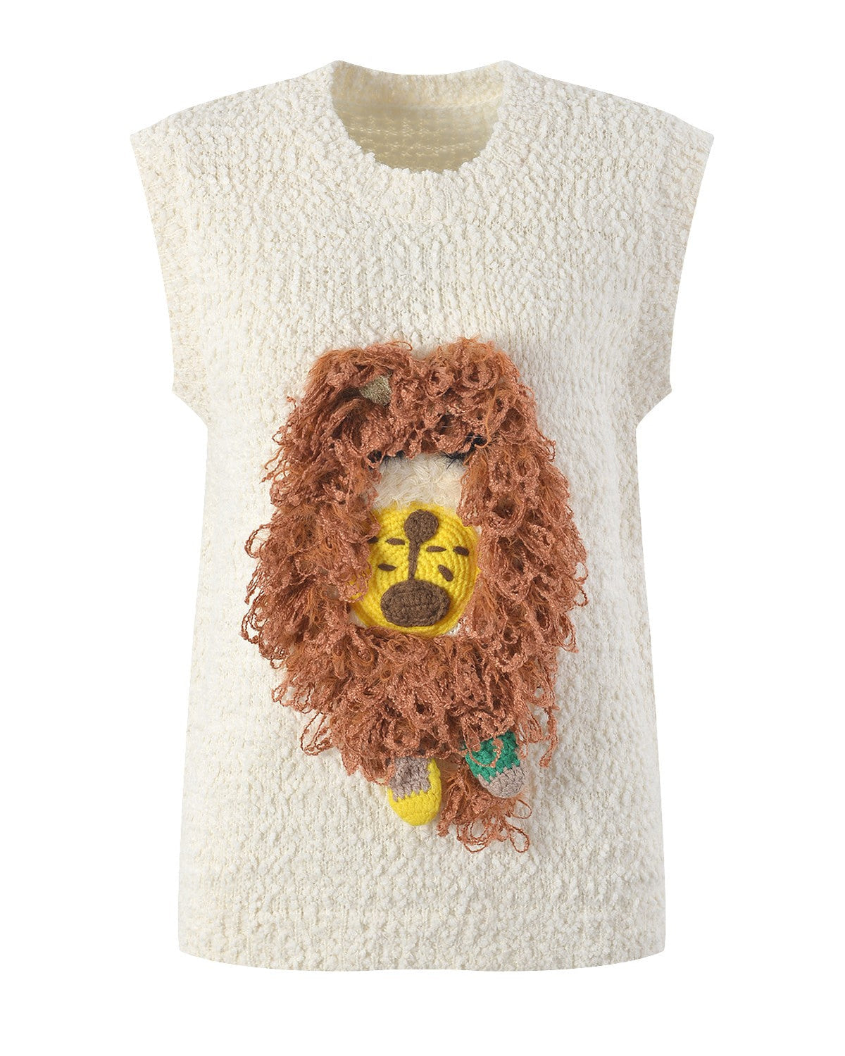 Beige Knitted Lion Vest