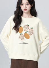 Beige Layered Crewneck Sweatshirt Plaid Patchwork Cropped Top