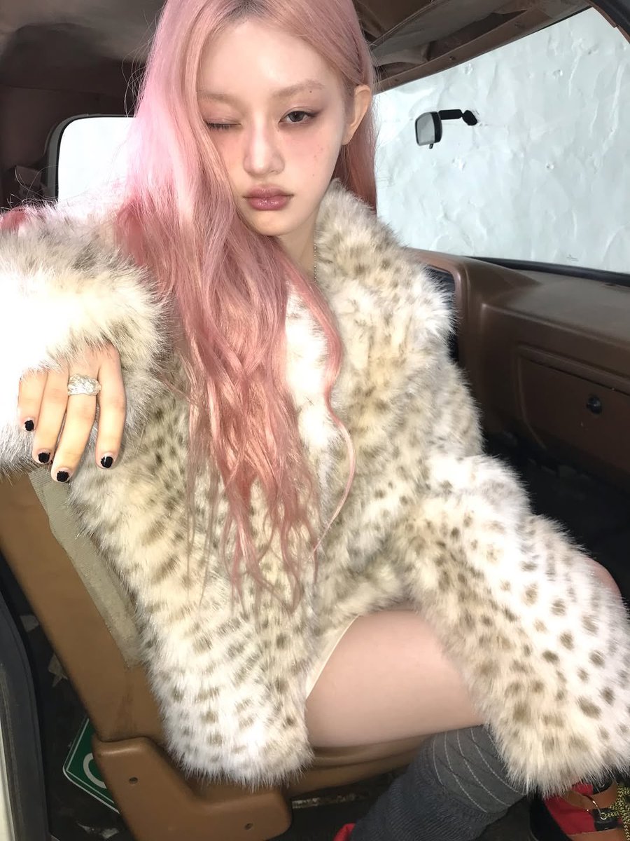 Beige Leopard Pattern Fur Jacket