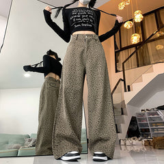 Beige Leopard Pattern Jeans
