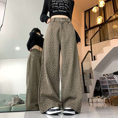 Beige Leopard Pattern Jeans
