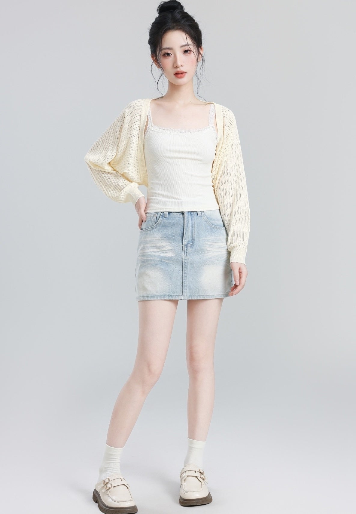 Beige Lightweight Knit Sun Protection Cardigan