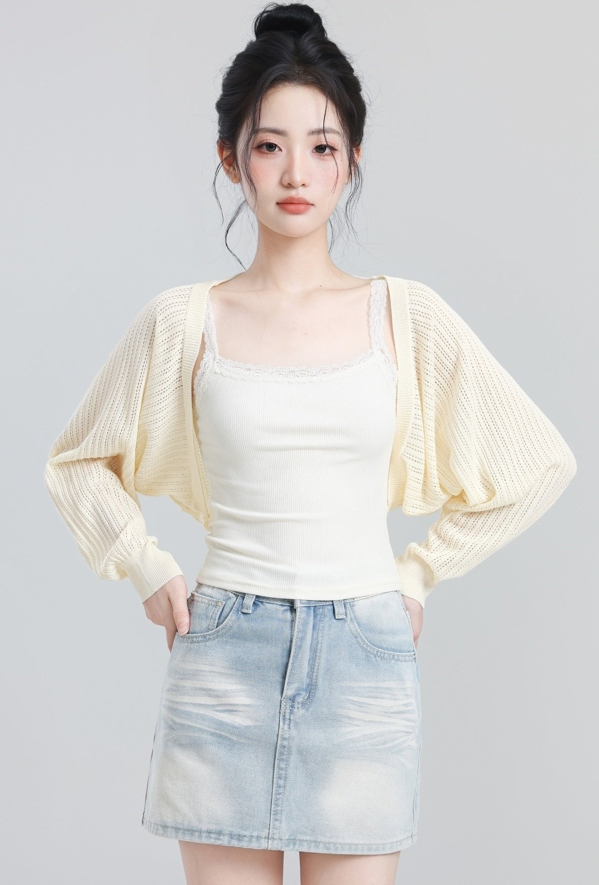Beige Lightweight Knit Sun Protection Cardigan