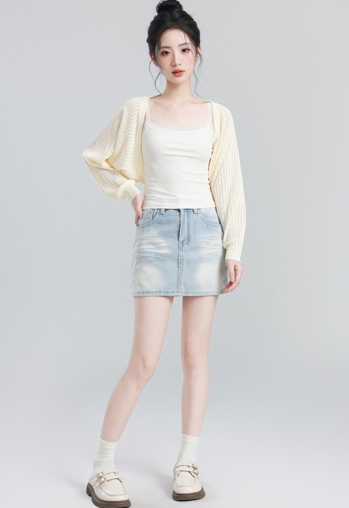 Beige Lightweight Knit Sun Protection Cardigan