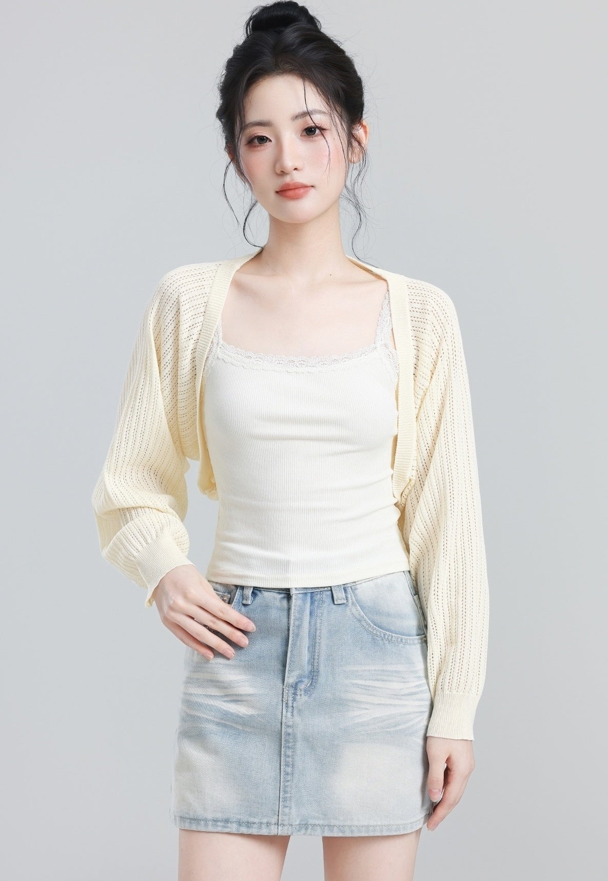 Beige Lightweight Knit Sun Protection Cardigan