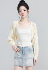 Beige Lightweight Knit Sun Protection Cardigan