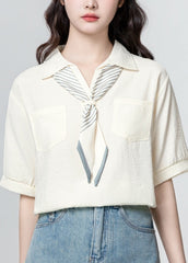 Beige Loose Design Polo Shirt