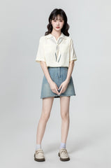 Beige Loose Design Polo Shirt