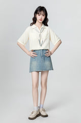Beige Loose Design Polo Shirt