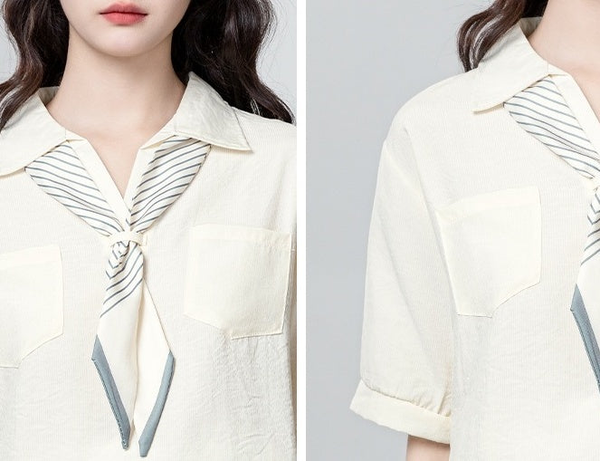 Beige Loose Design Polo Shirt