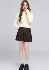 Beige Mock Neck Warm Knit Base Layer Sweater