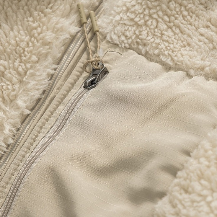 Beige Plush Front Pocket Jacket