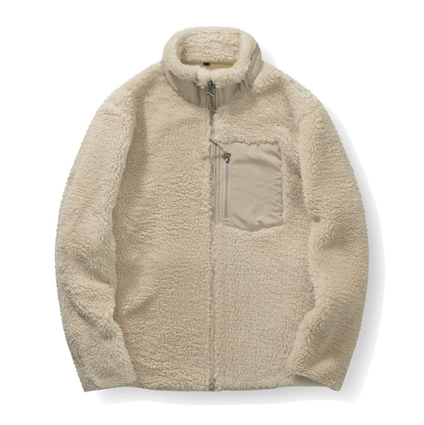 Beige Plush Front Pocket Jacket