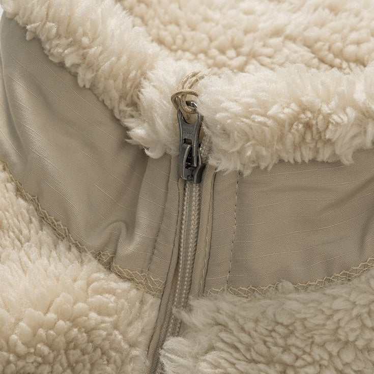 Beige Plush Front Pocket Jacket