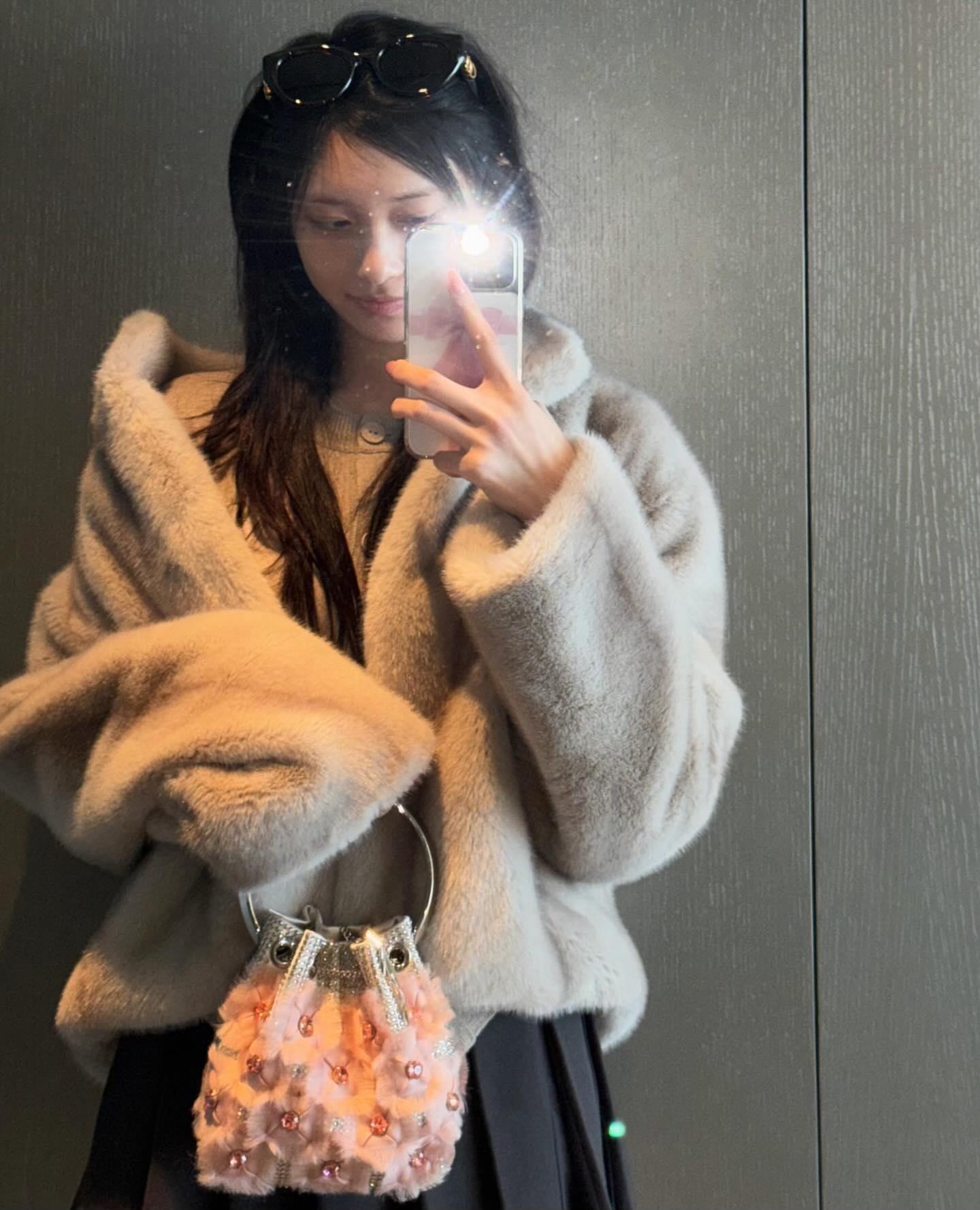 Beige Plush Hooded Winter Jacket