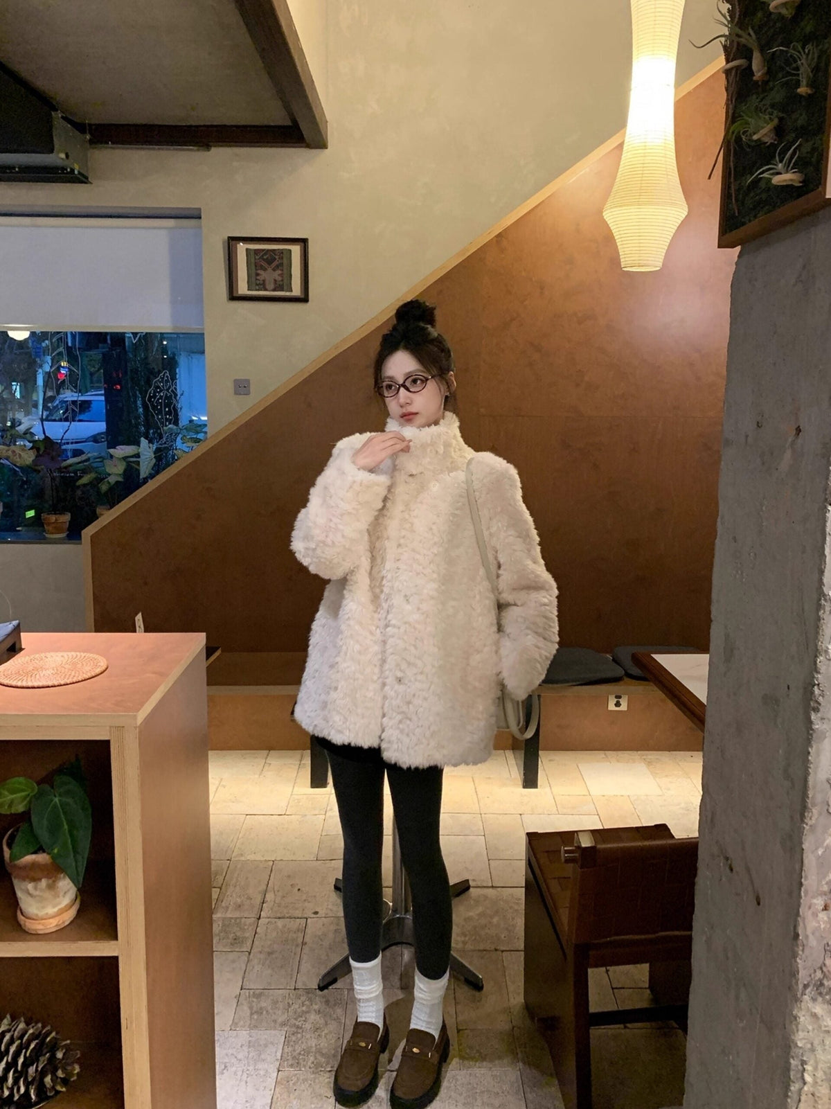 Beige Plush Winter Jacket