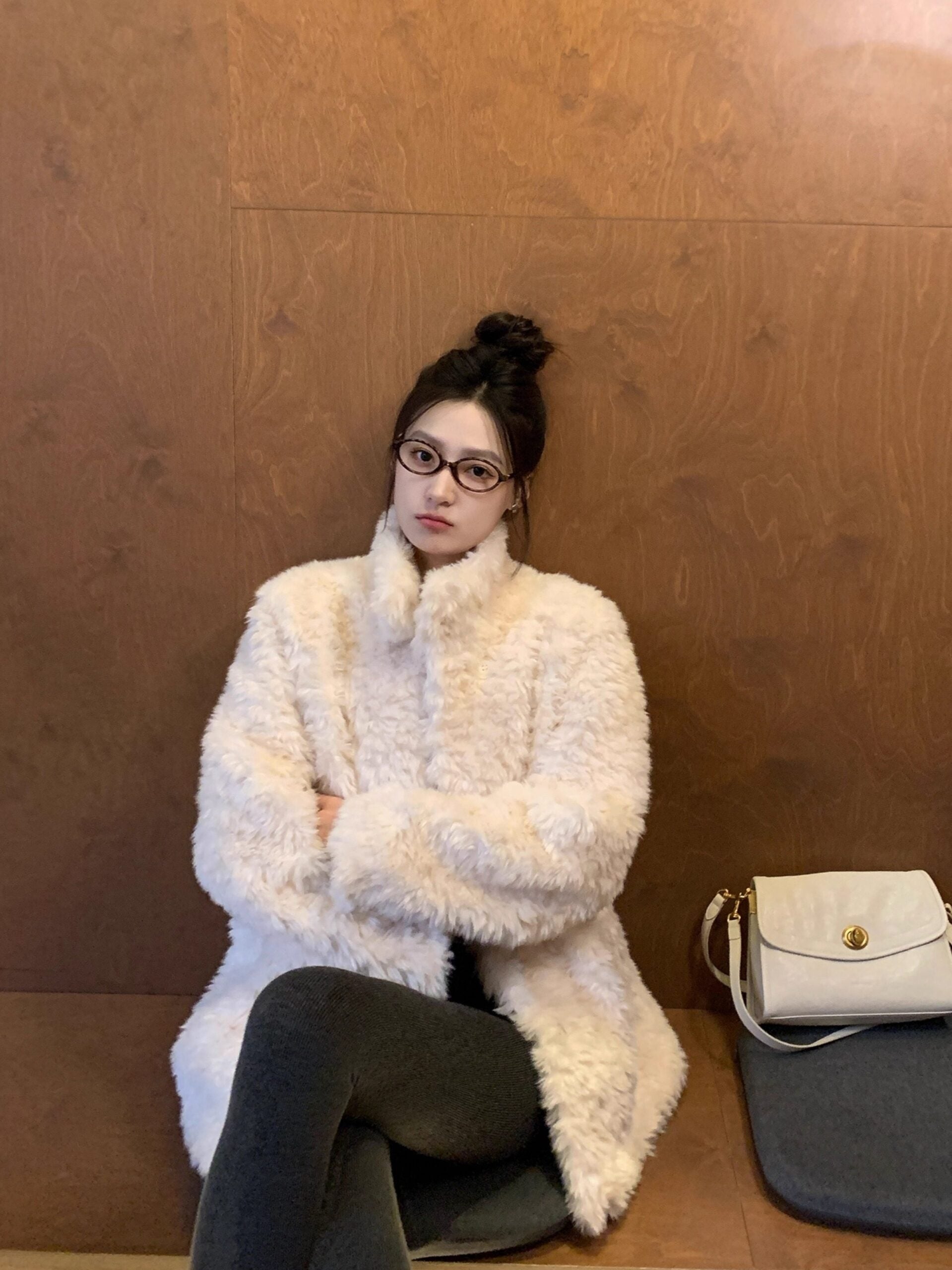 Beige Plush Winter Jacket