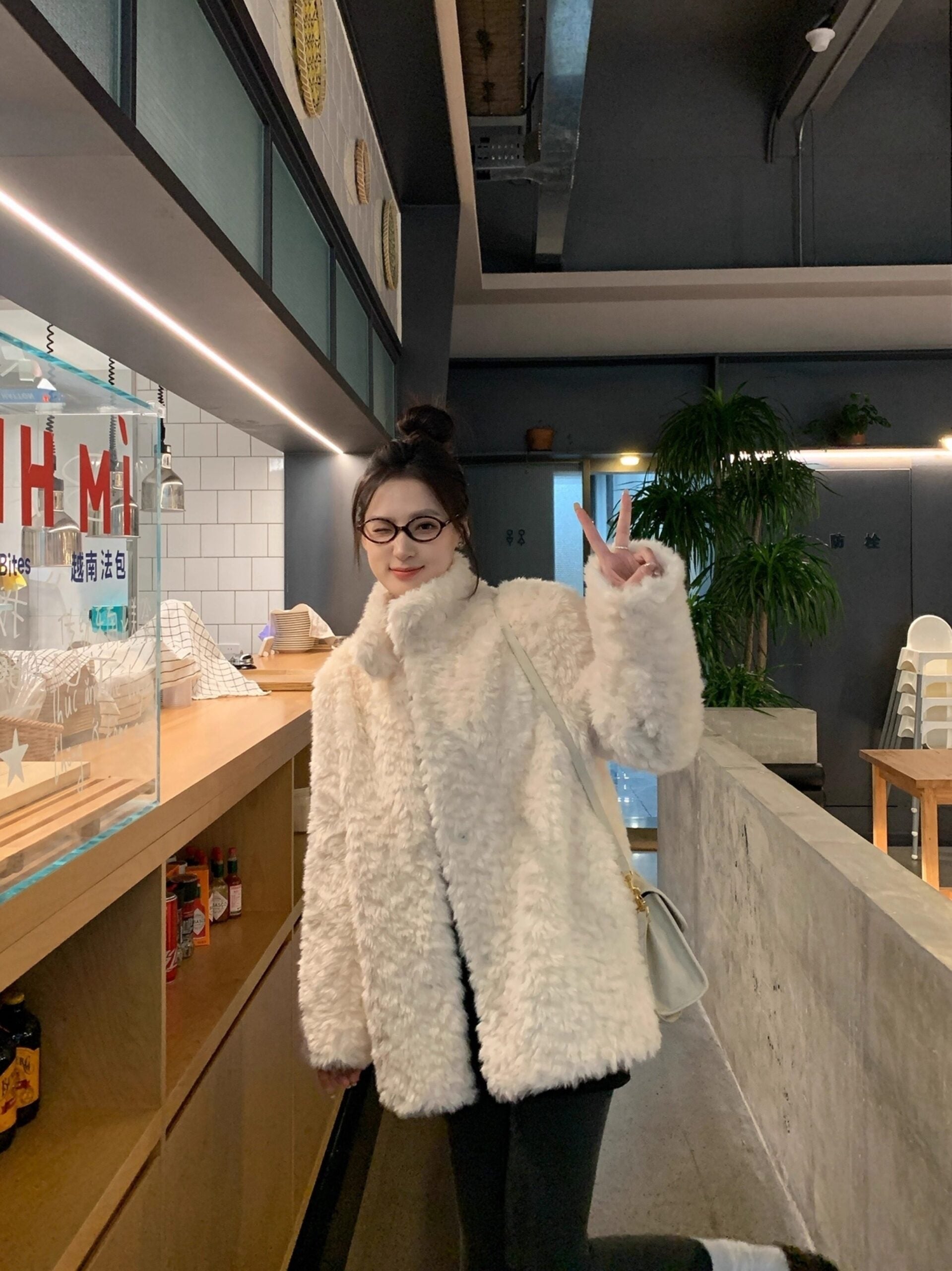 Beige Plush Winter Jacket