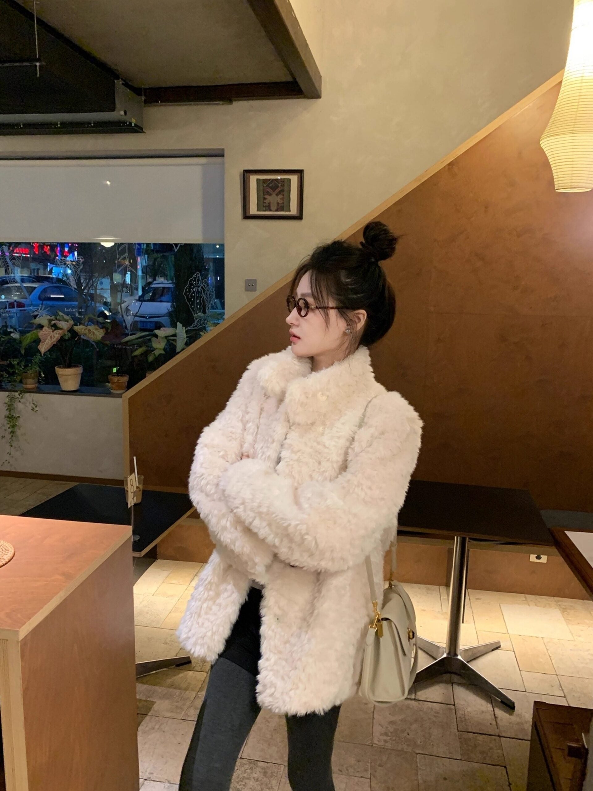 Beige Plush Winter Jacket