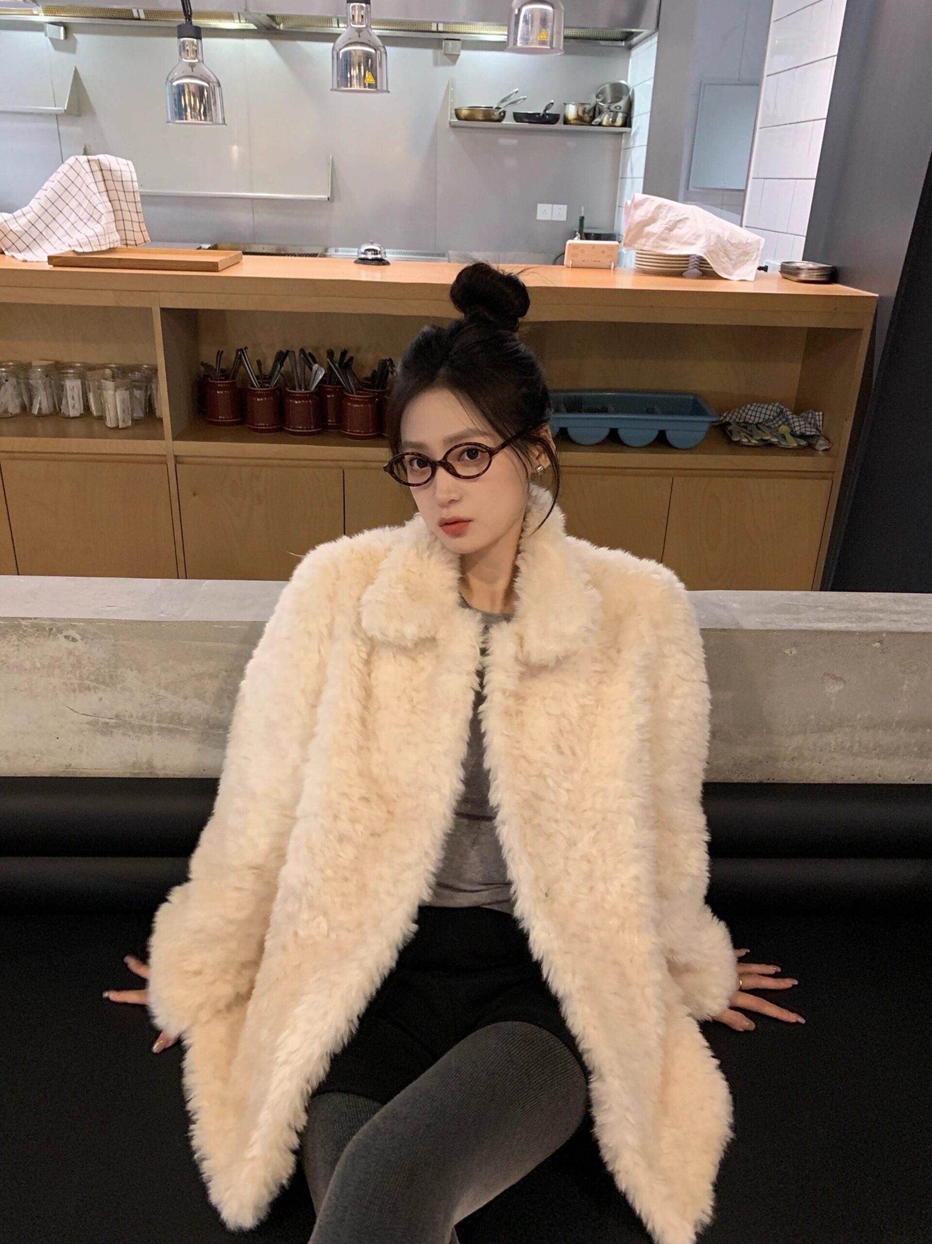 Beige Plush Winter Jacket