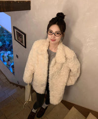 Beige Plush Winter Jacket
