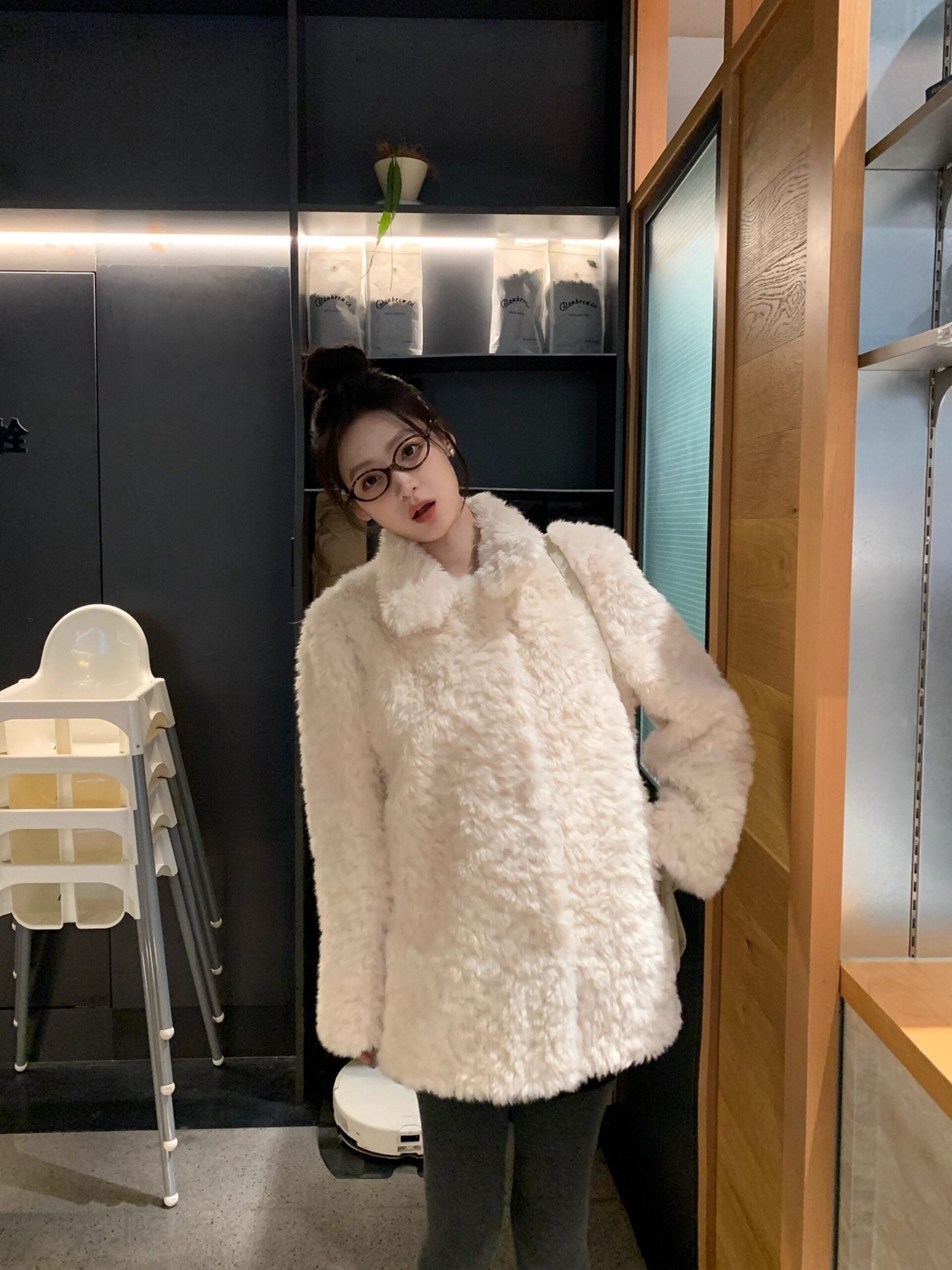 Beige Plush Winter Jacket