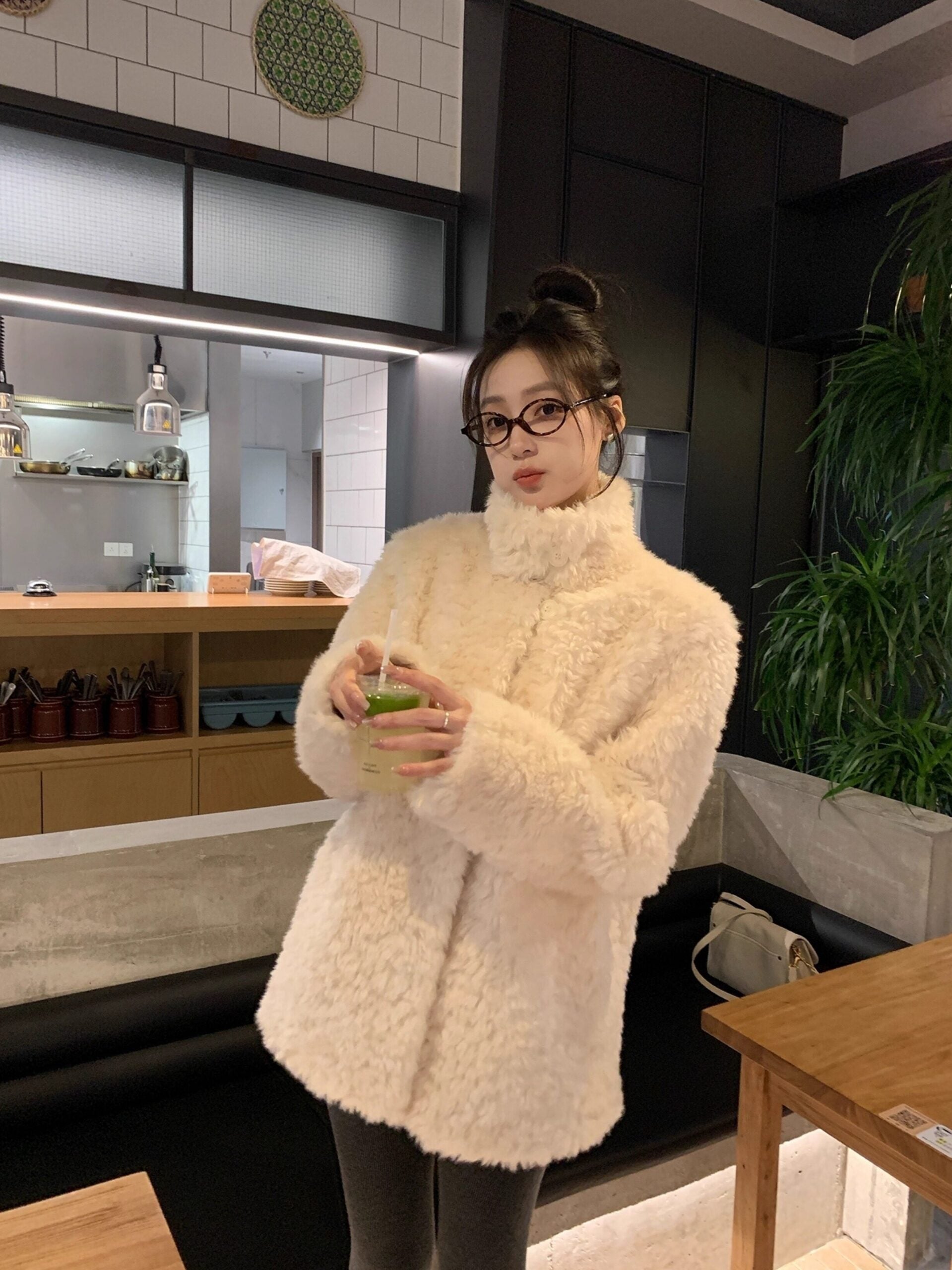 Beige Plush Winter Jacket