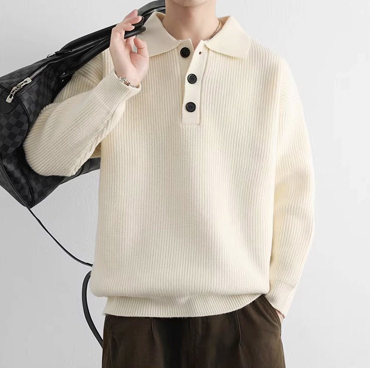 Beige Polo Style Sweater