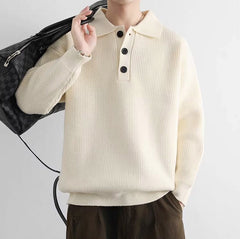 Beige Polo Style Sweater