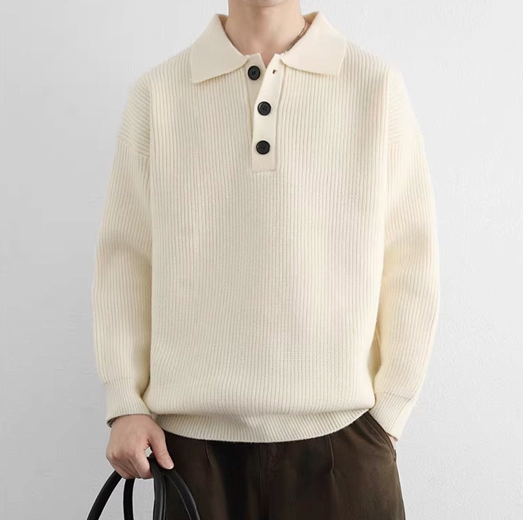 Beige Polo Style Sweater
