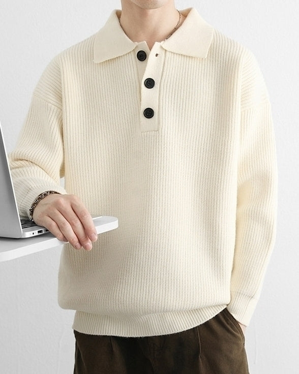 Beige Polo Style Sweater