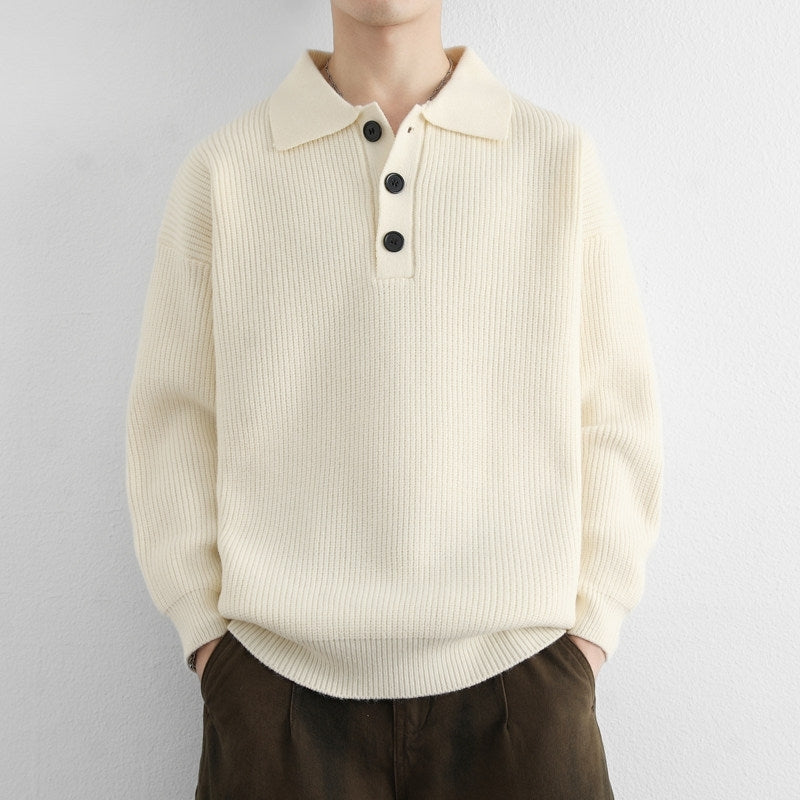 Beige Polo Style Sweater