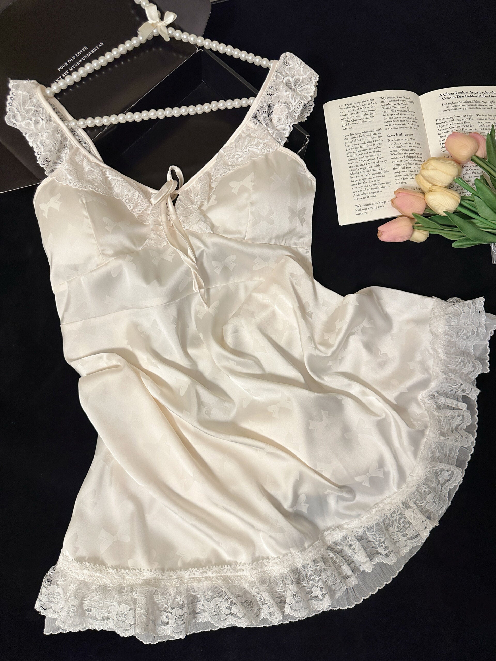 Beige Ruffled Lace Trim Dress