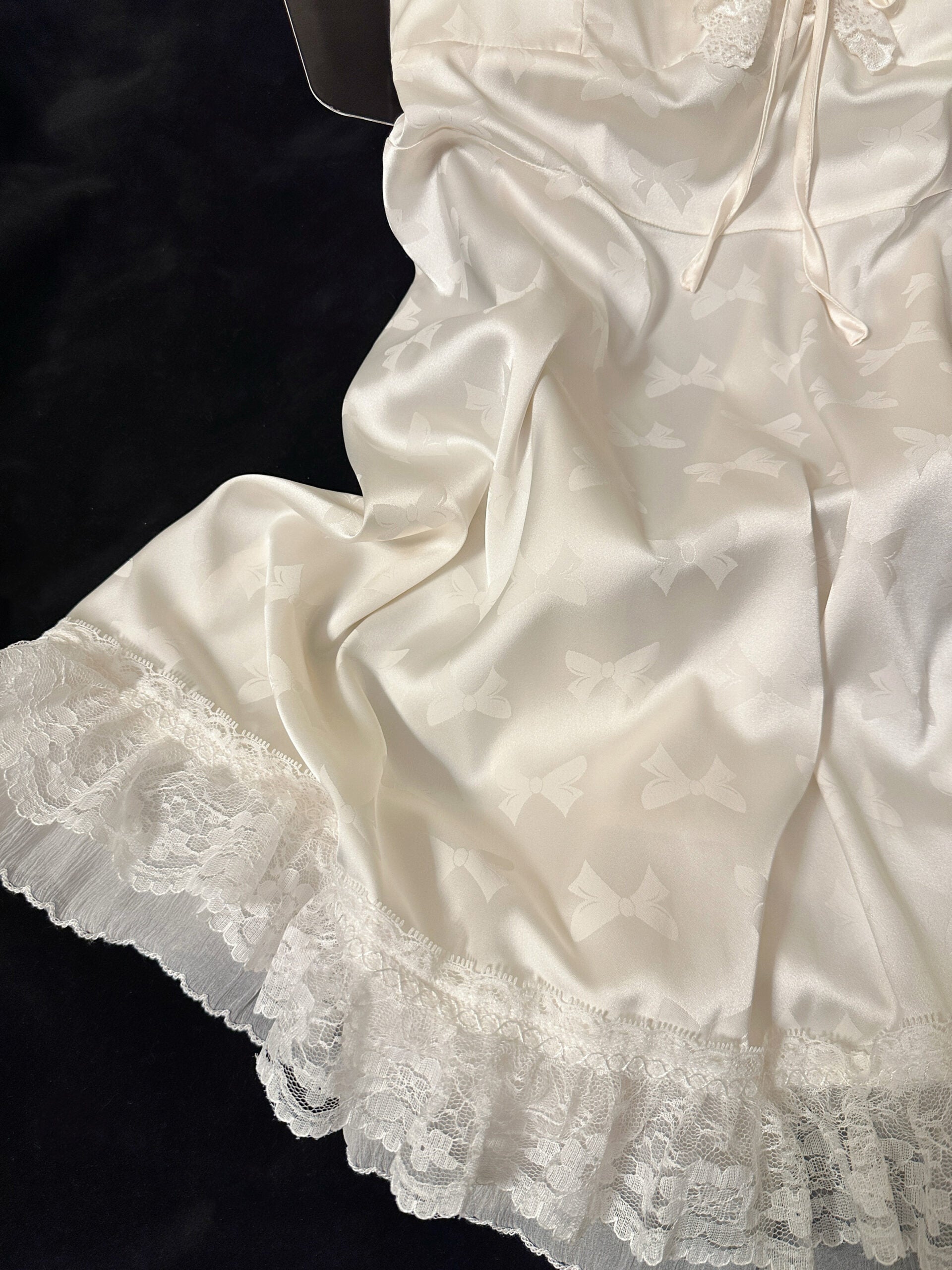 Beige Ruffled Lace Trim Dress