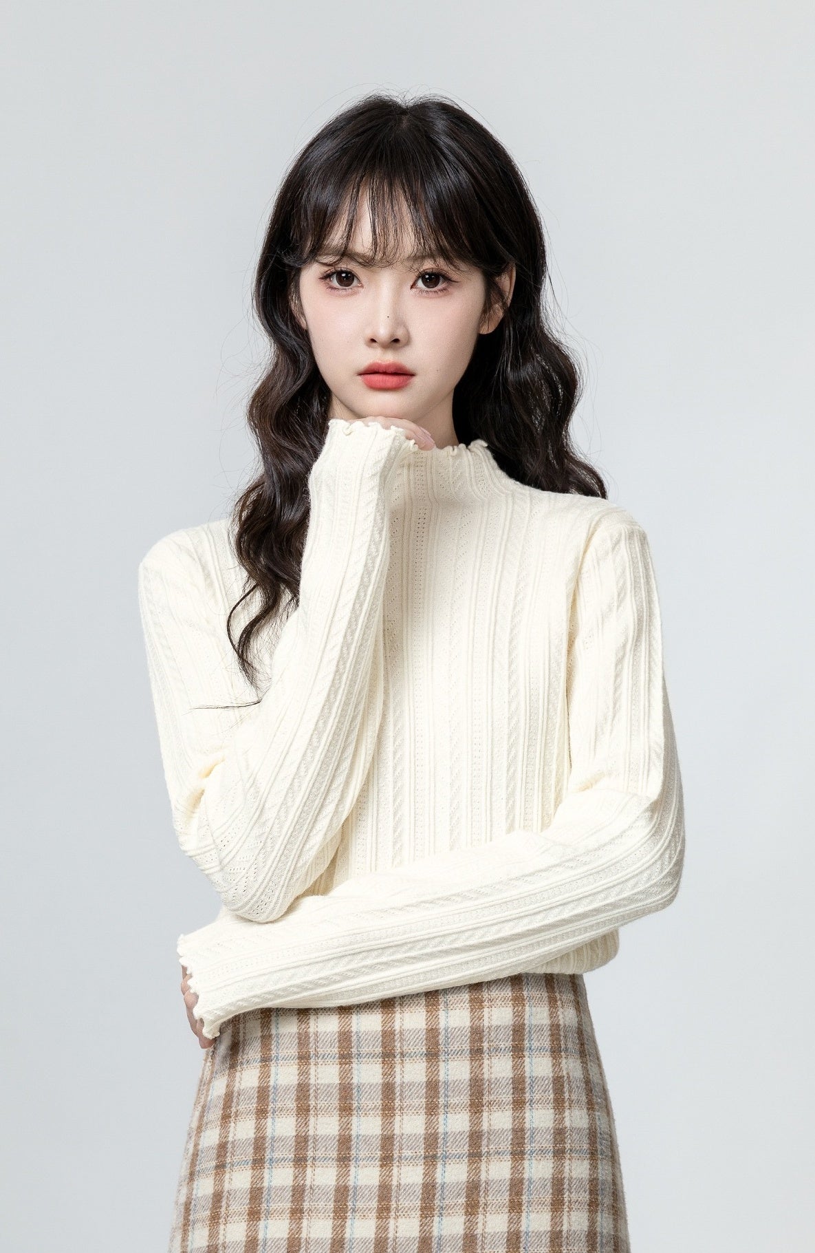 Beige Ruffled Long Sleeve Top