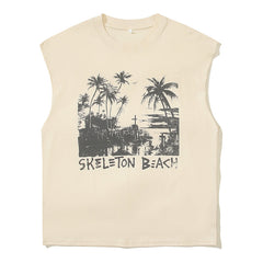 Beige Skeleton Beach Sleeveless T-Shirt