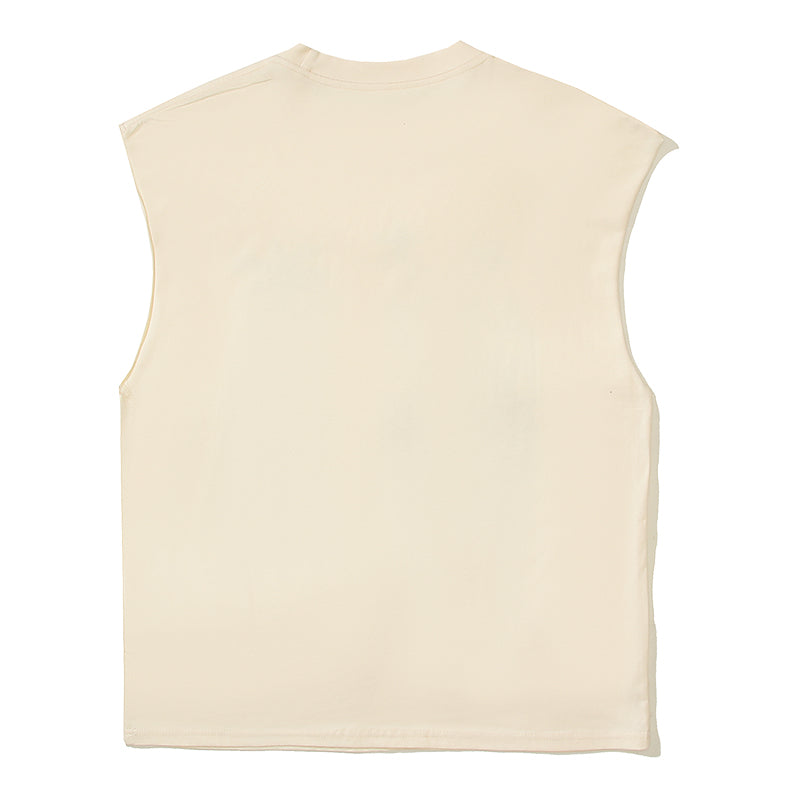 Beige Skeleton Beach Sleeveless T-Shirt