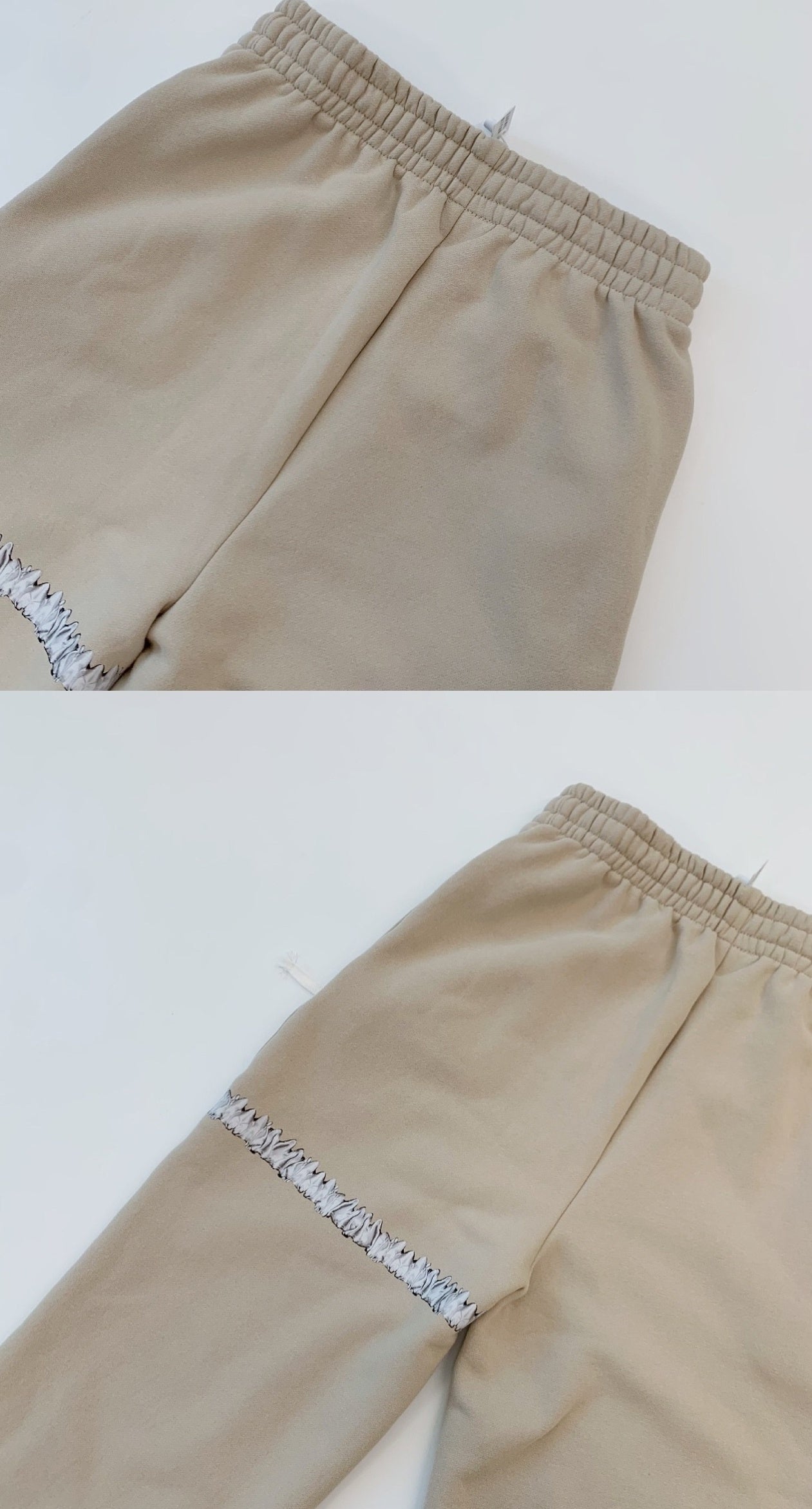 Beige Statement Print Sweatpants