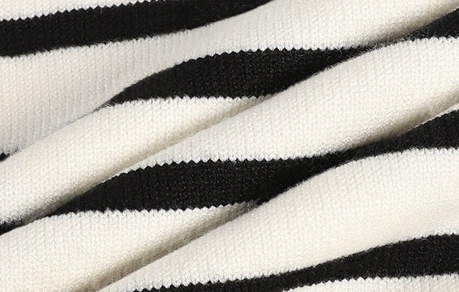 Beige Striped Collared Sweater