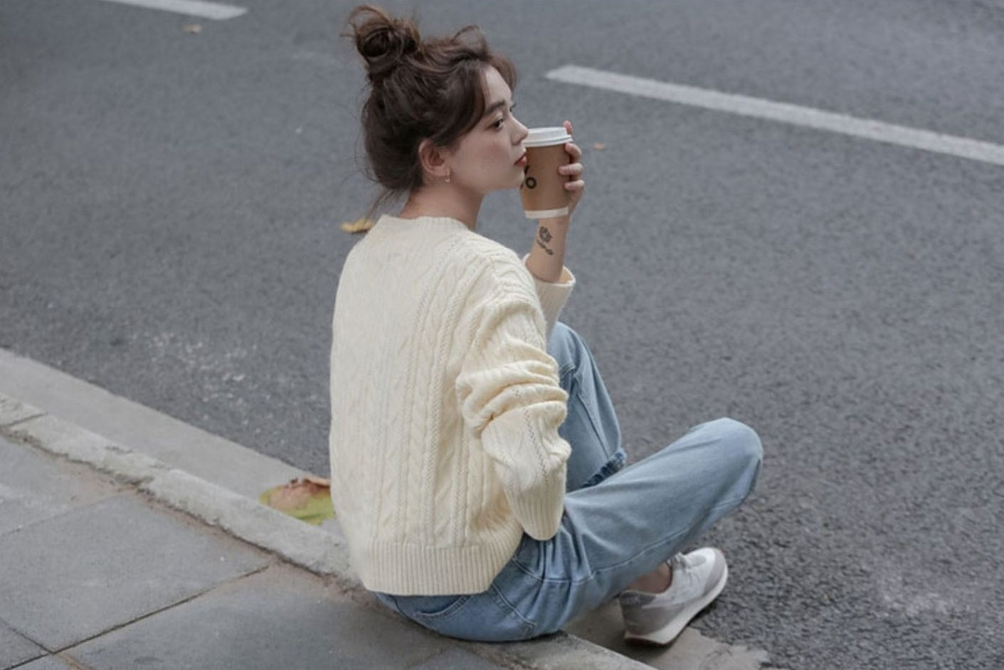 Beige Twist Pattern Button-Down Cardigan