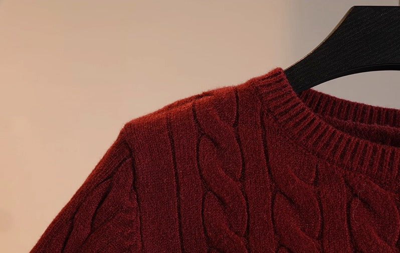 Beige Twist Patterrn Knitted Sweater