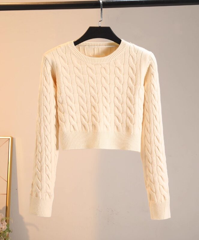 Beige Twist Patterrn Knitted Sweater