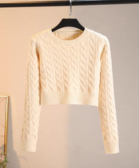 Beige Twist Patterrn Knitted Sweater